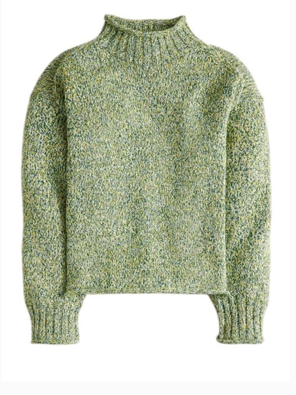 NWT J. Crew 2025 Rollneck sweater in Marled Green Size Small Sold out